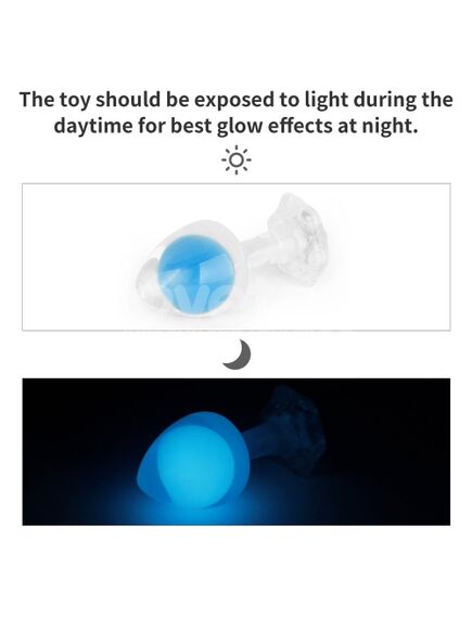 Силиконовая анальная пробка Gemoria (светится в темноте), голубая , изображение 5