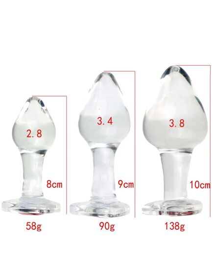 Анальная пробка из стекла с красной стразой, L , изображение 2