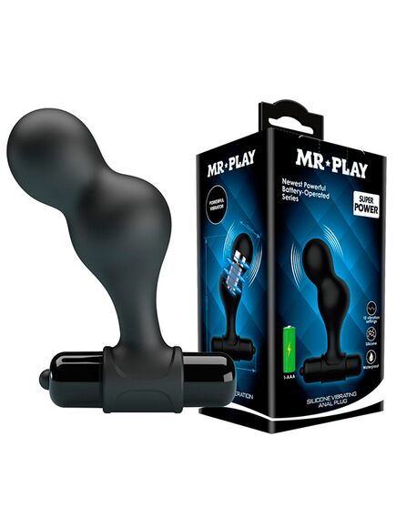Черная анальная вибропробка 10см "Mr.Play" , изображение 8