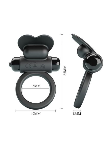 Эреционное кольцо с вибрацией в виде кролика "Debonaire" , изображение 8