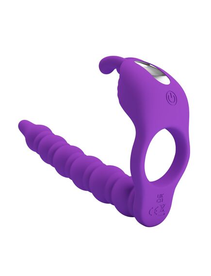 Насадка для двойного проникновения с вибрацией и стимуляцией клитора "Blackney", 19 см , изображение 3