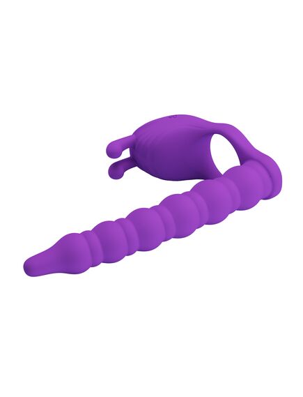 Насадка для двойного проникновения с вибрацией и стимуляцией клитора "Blackney", 19 см , изображение 4