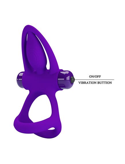 Эрекционное кольцо с вибрацией и стимуляцией клитора, фиолетовый , изображение 6
