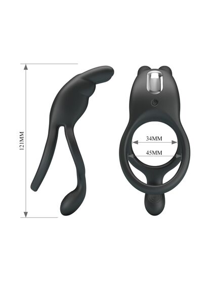 Эрекционное кольцо с вибрацией и клиторальным отростком "Seth" , изображение 7