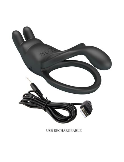 Эрекционное кольцо с вибрацией и клиторальным отростком "Seth" , изображение 9