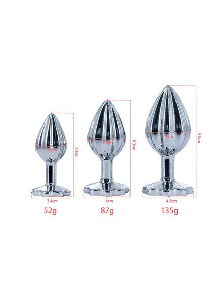 Анальная пробка рельефная с голубой стразой, S , изображение 2
