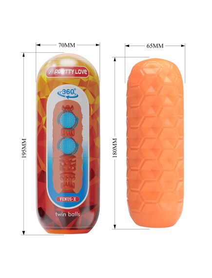 Мастурбатор в тубе с шариками для стимуляции "Venus-x" , изображение 5