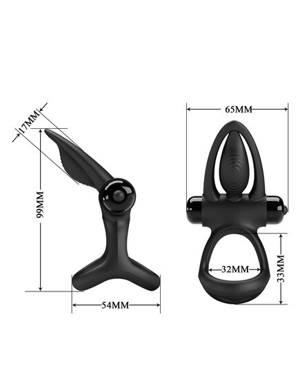 Эрекционное кольцо с вибрацией и стимуляцией клитора , изображение 7