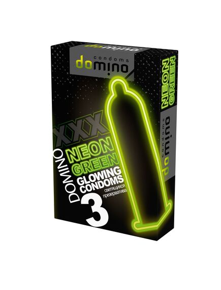 ПРЕЗЕРВАТИВЫ DOMINO NEON GREEN светящиеся 3штуки 