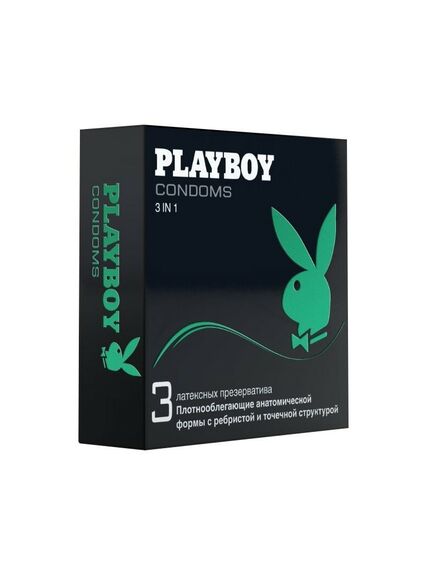 Ребристо-точечные презервативы Playboy 3 в 1, 3 шт 