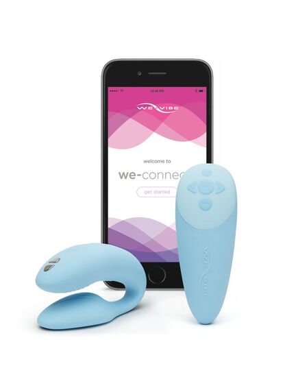 Сенсорный вибромассажер для пар We-Vibe Chorus Aqua, Расцветка: Голубой 