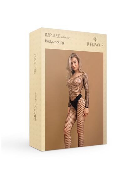 Базовый черный боди-комбинезон в среднюю сетку (IMPULSE) , изображение 4