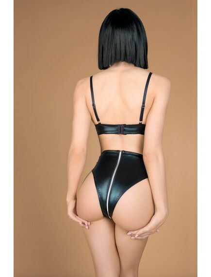 Комплект лиф и трусики с функциональной молнией из материала wet look (My Shadow) S/M, Выберите размер : S/M , изображение 2