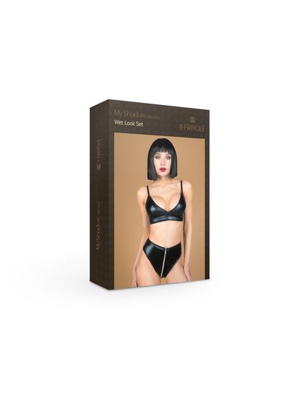 Комплект лиф и трусики с функциональной молнией из материала wet look (My Shadow) S/M, Выберите размер : S/M , изображение 5