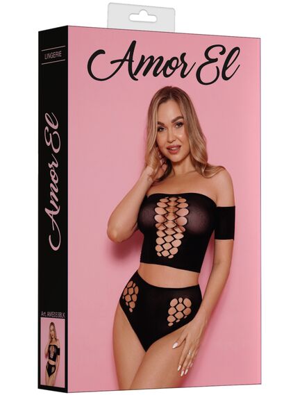 Комплект из топа и трусиков со шнуровкой (чёрный) , изображение 5