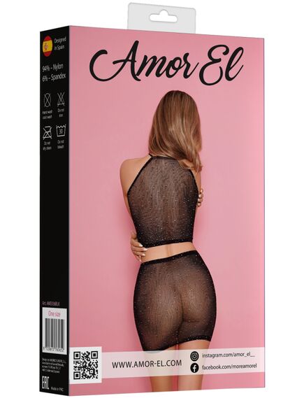 Комплект из топа и юбки со стразами (чёрный) , изображение 6