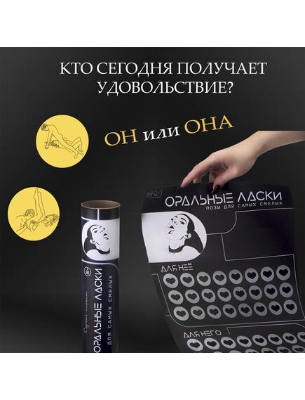 Плакат для двоих «Оральные ласки», со скретч-слоем, А3, 18+ , изображение 3