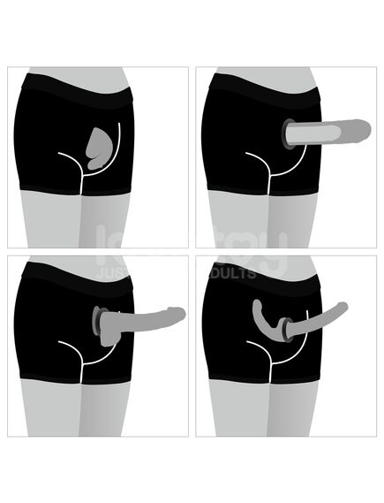 Шорты для страпона черные лакированные, размер S/M , изображение 5