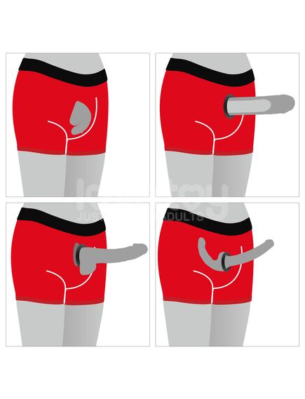 Шорты для страпона красные лакированные, размер L/XL , изображение 6