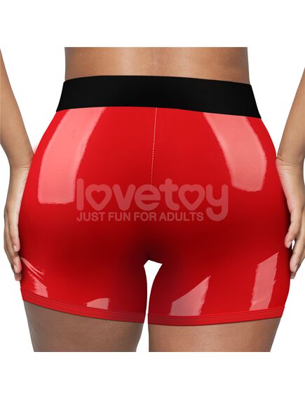 Шорты для страпона красные лакированные, размер L/XL , изображение 11
