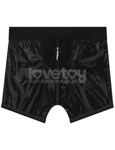 Шорты для страпона черные лакированные, размер L\XL , изображение 3