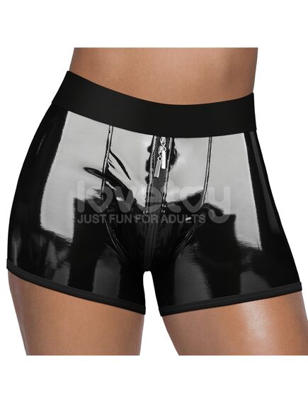 Шорты для страпона черные лакированные, размер L\XL , изображение 8