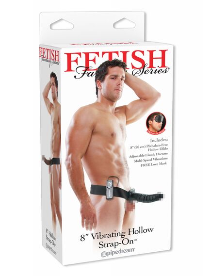 Полый страпон с вибрацией черный Fetish Fantasy Series 8 Vibrating Hollow Strap-On , изображение 2