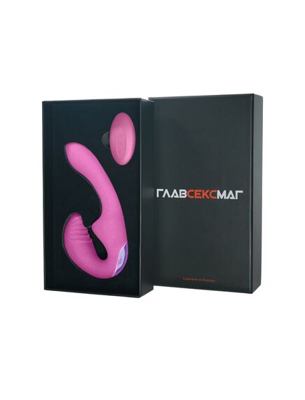 Нежно-розовый безремневой страпон с пультом ДУ - 17,5 см. , изображение 2