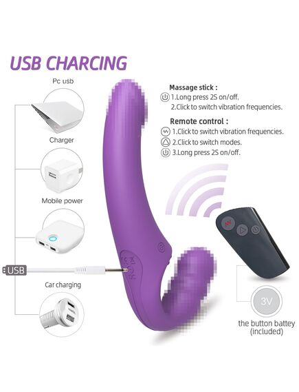 Безремневой страпон с вибрацией и пультом Д\У , изображение 3