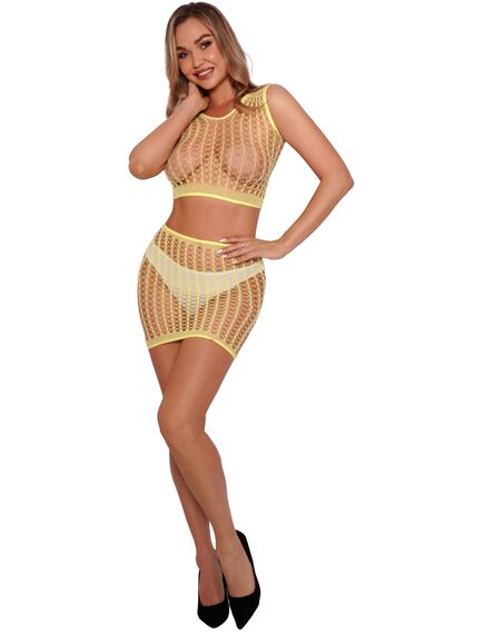 Яркий комплект из топа и юбки (жёлтый) , изображение 3