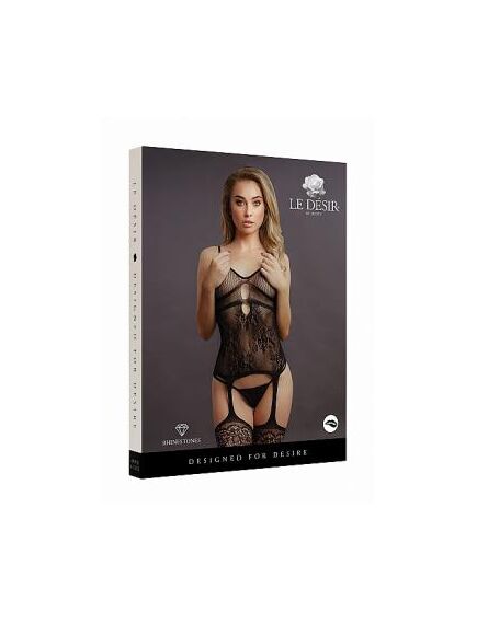 Боди комбинезон с имитацией чулок Suspender Rhinestone Bodystocking , изображение 3