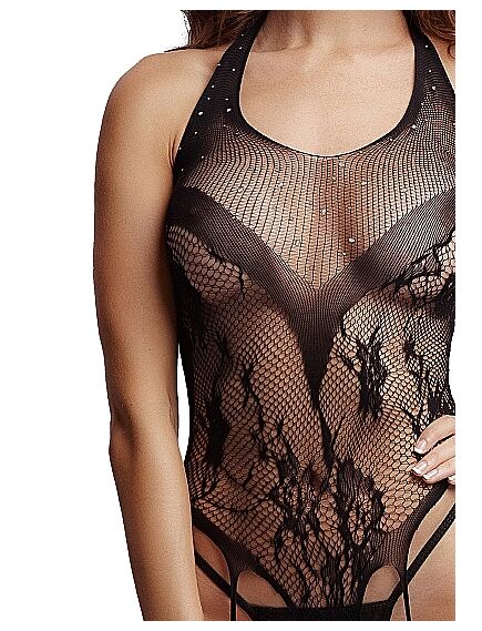 Боди со стразами Crotchless Rhinestone Halter Teddy , изображение 3