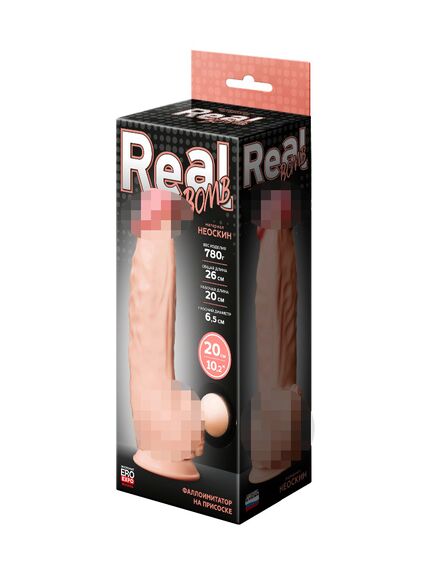 Фаллоимитатор неоскин на присоске в коробке REAL BOMB , изображение 5