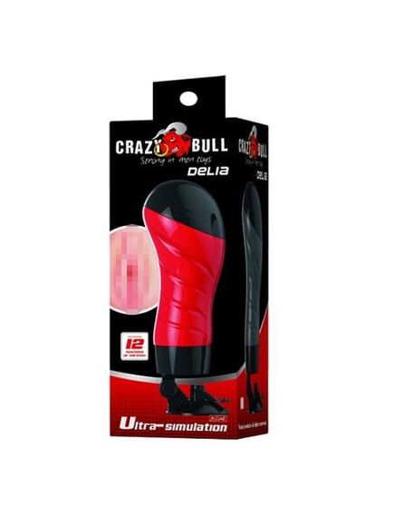 Мастурбатор с вибрацией в тубе, на батарейках CRAZY BULL DELIA вагина , изображение 2