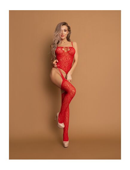 Боди-комбинезон красный с вырезом на груди S/L , изображение 2