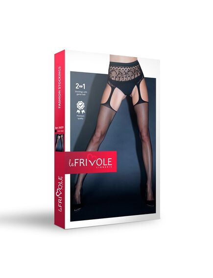 Чулки в сетку с поясом "Le Frivole", S/M , изображение 2