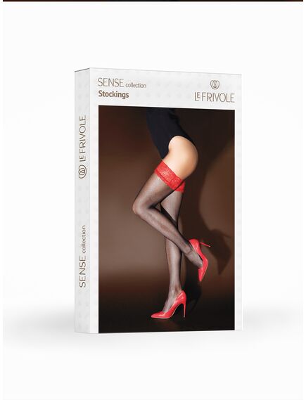 Чулки с красной кружевной резинкой (Sense)S/M , изображение 2