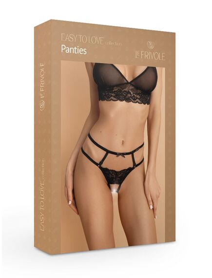 Интригующие черные трусики с доступом и лентами S/M, Выберите размер : S/M , изображение 3