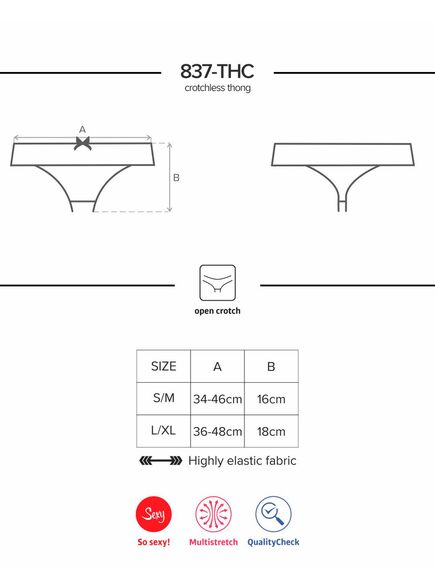 Сексуальные трусики 837 THC 1 crotchless thong (S/M), Выберите размер : S/M , изображение 2