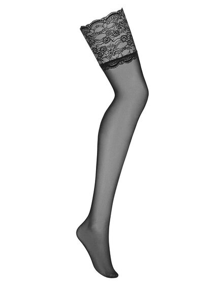 Чулки Frivolla с широкой кружевной резинкой с цветочным узором , изображение 3