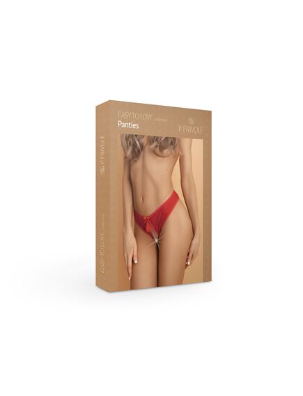 Трусики с доступом и кружевными вставками красные XS/S , изображение 2