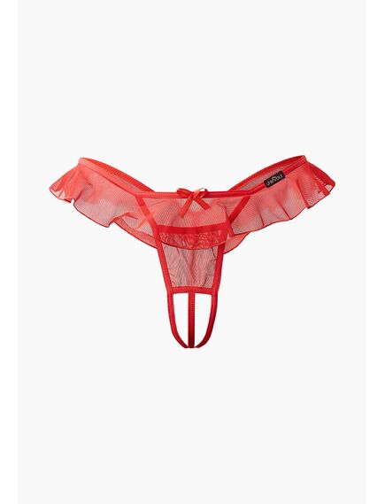 Утонченные красные трусики с доступом и нежной юбочкой красные S/M, Выберите размер : S/M , изображение 3