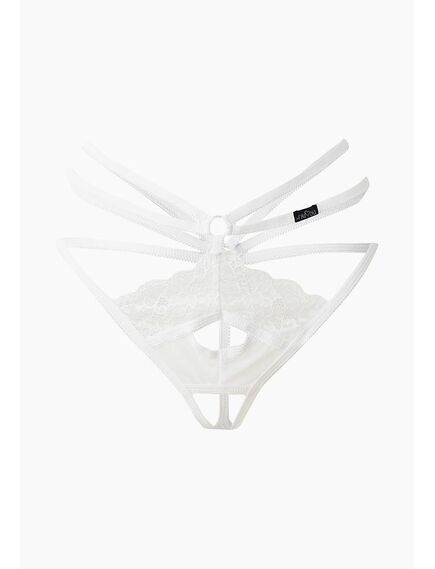 Экстравагантные белые трусики с доступом и переплетением лент сзади S/M , изображение 4