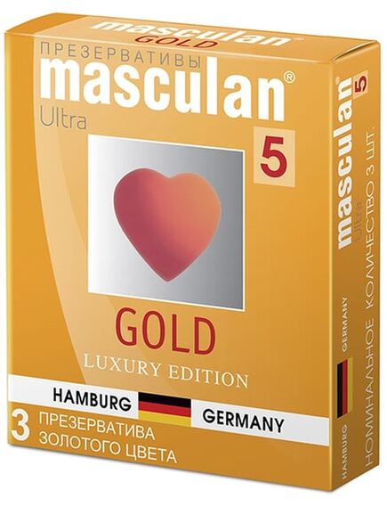 Презервативы утонченные золотого цвета Masculan 5 Ultra, 3 шт 