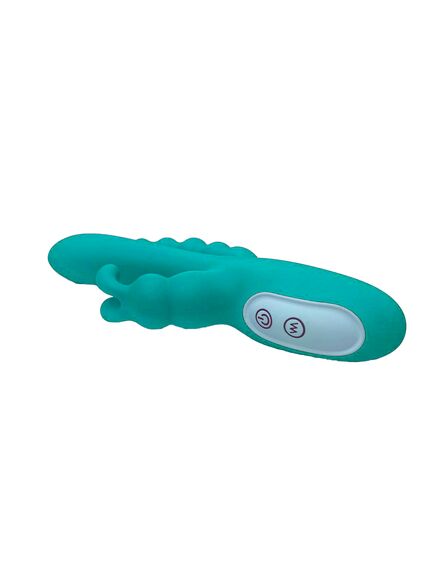 Вибратор кролик с анальным отростком "Joker" Бирюзовый , изображение 2