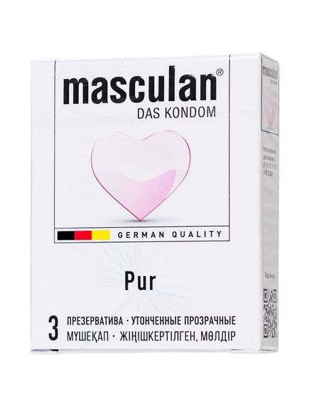 Утонченные прозрачные презервативы «Masculan Pur № 3», упаковка 3 шт, Masculan PUR № 3 