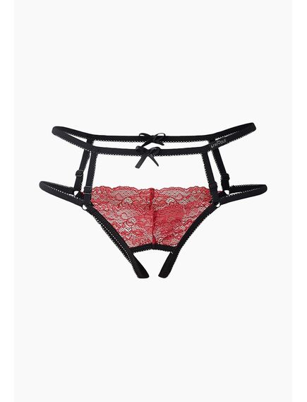 Интригующие красные трусики с доступом и лентами S/M, Выберите размер : S/M , изображение 4