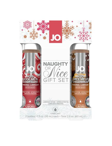 Набор вкусовых лубрикантов JO Naughty or Nice "Рождественский леденец/Имбирный пряник" по 30 мл. 