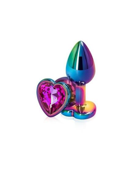 Анальная пробка с фиолетовым кристаллом сердце, L 