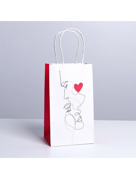 Пакет подарочный крафтовый «Love», 12 × 21 × 9 см 